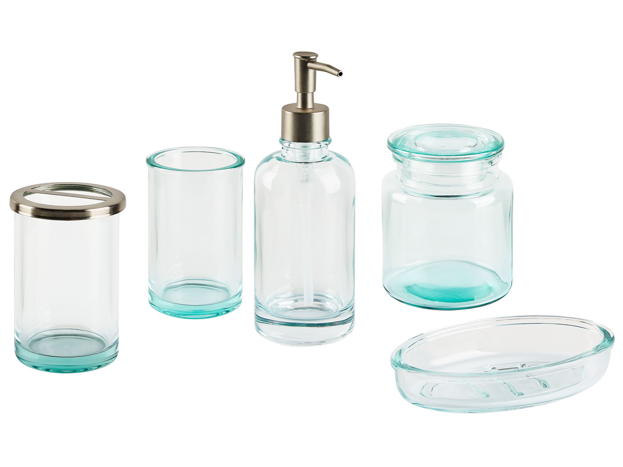 Conjunto de 5 accesorios de baño amarga vidrio verde