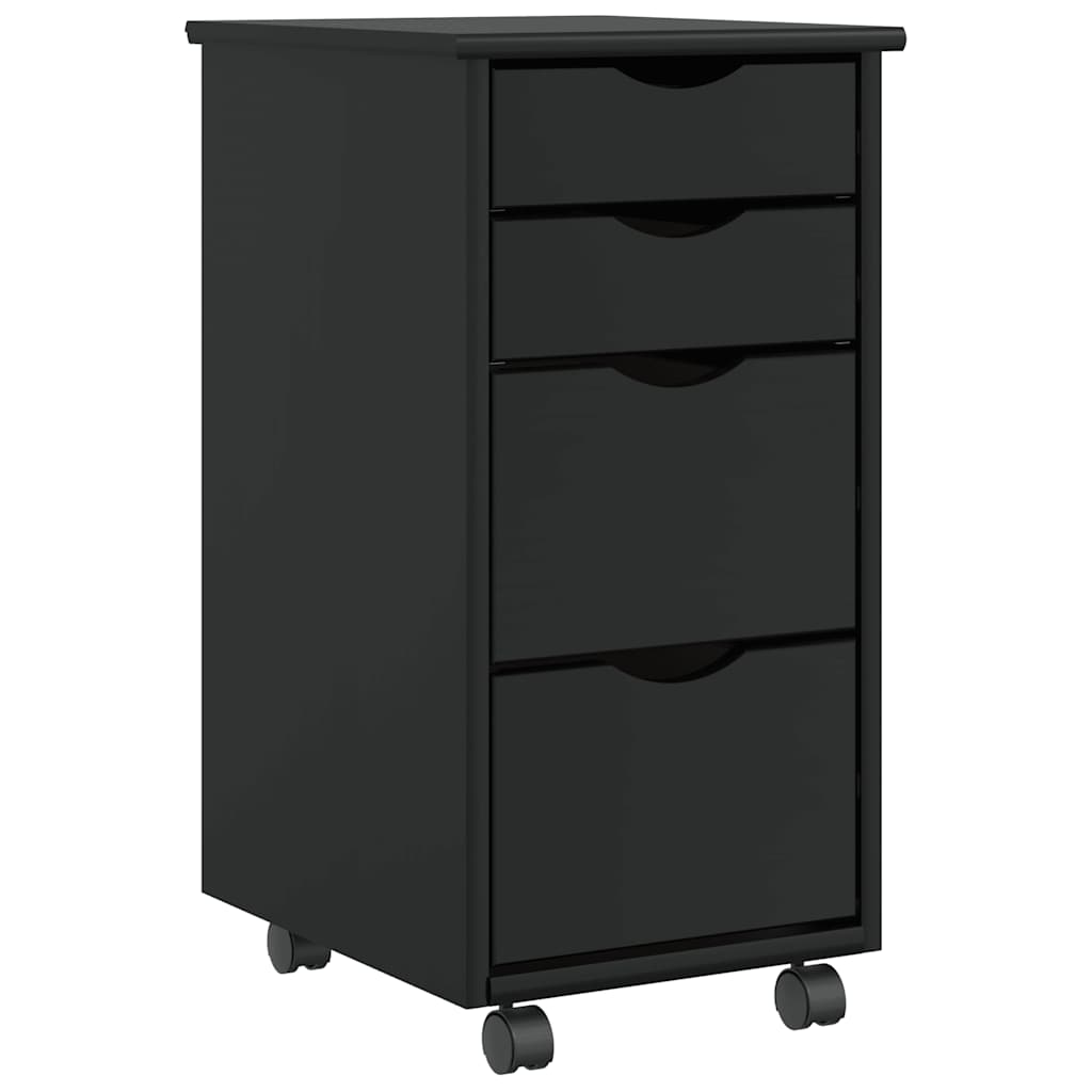Cajonera con ruedas moss madera maciza de pino negro efe5438