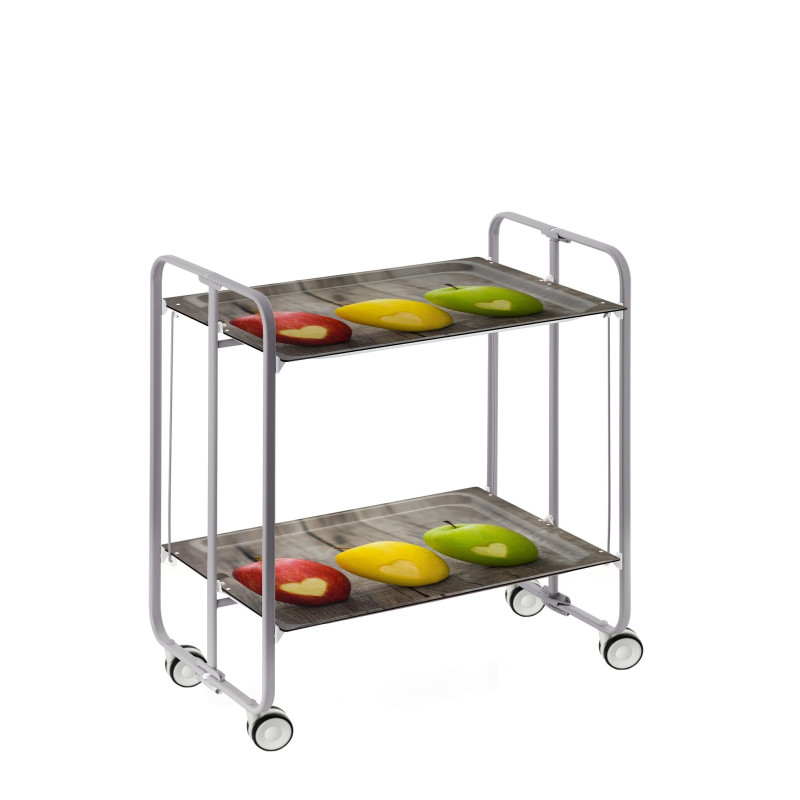Carrito auxiliar con ruedas bauhaus armazón metálico gris, 2 bandejas