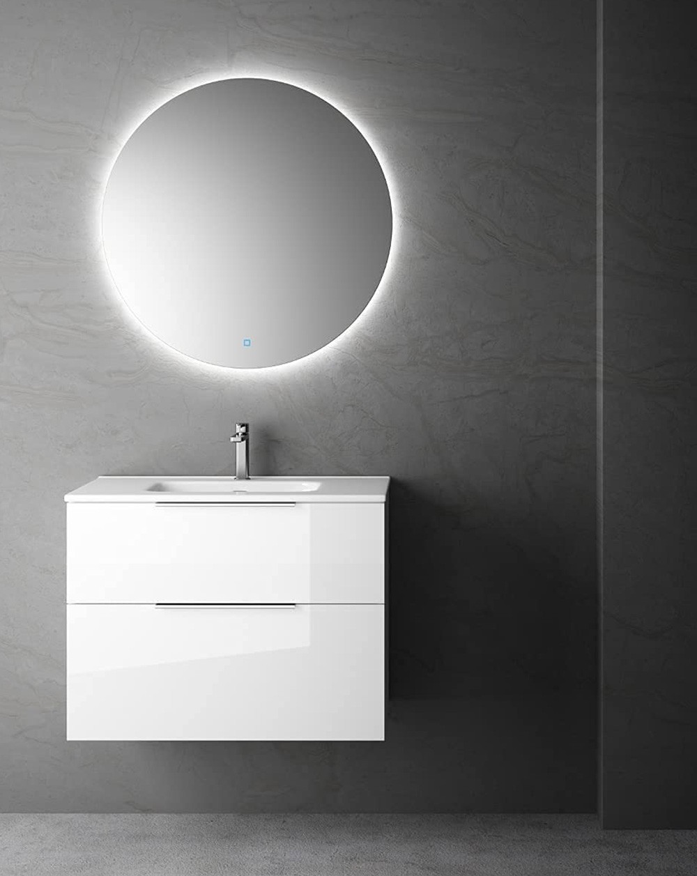 Mueble de baño suspendido fondo reducido con lavabo | 70 cm - blanco