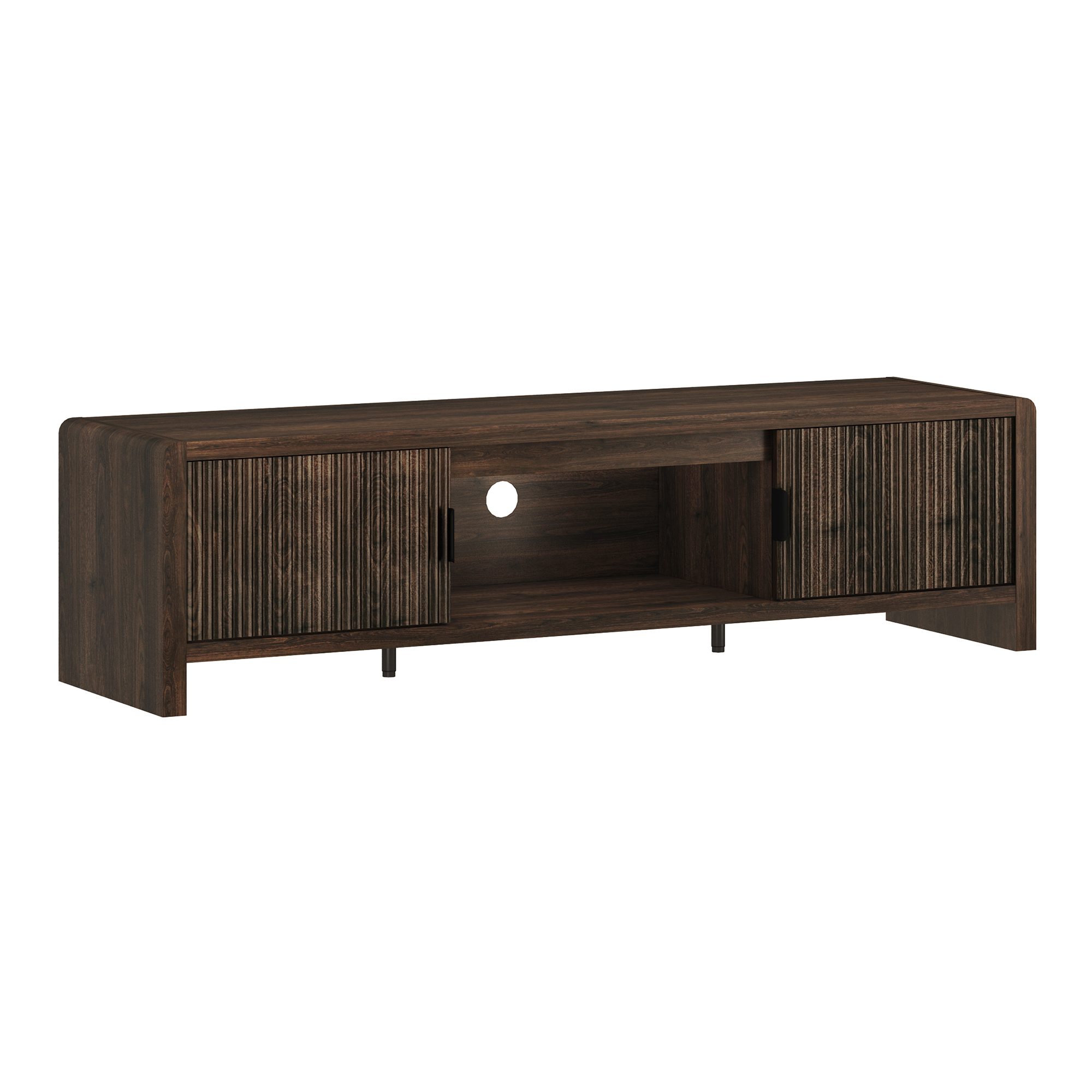 Mueble de tv lukkodso con 2 puertas mdf 150x40x40cm - nogal [en.casa]