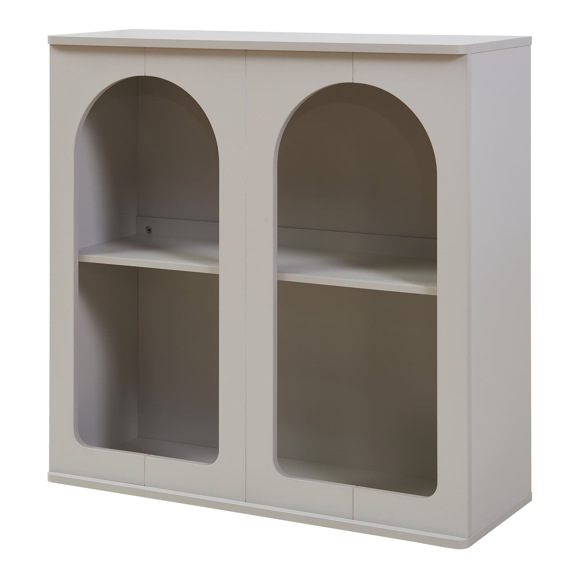 Aparador trorhun diseño arqueado de 2 niveles 80x30x80cm - gris [en.casa]
