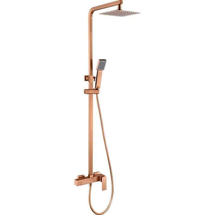 Columna de ducha extensible, termostatico oro rosa cepillado