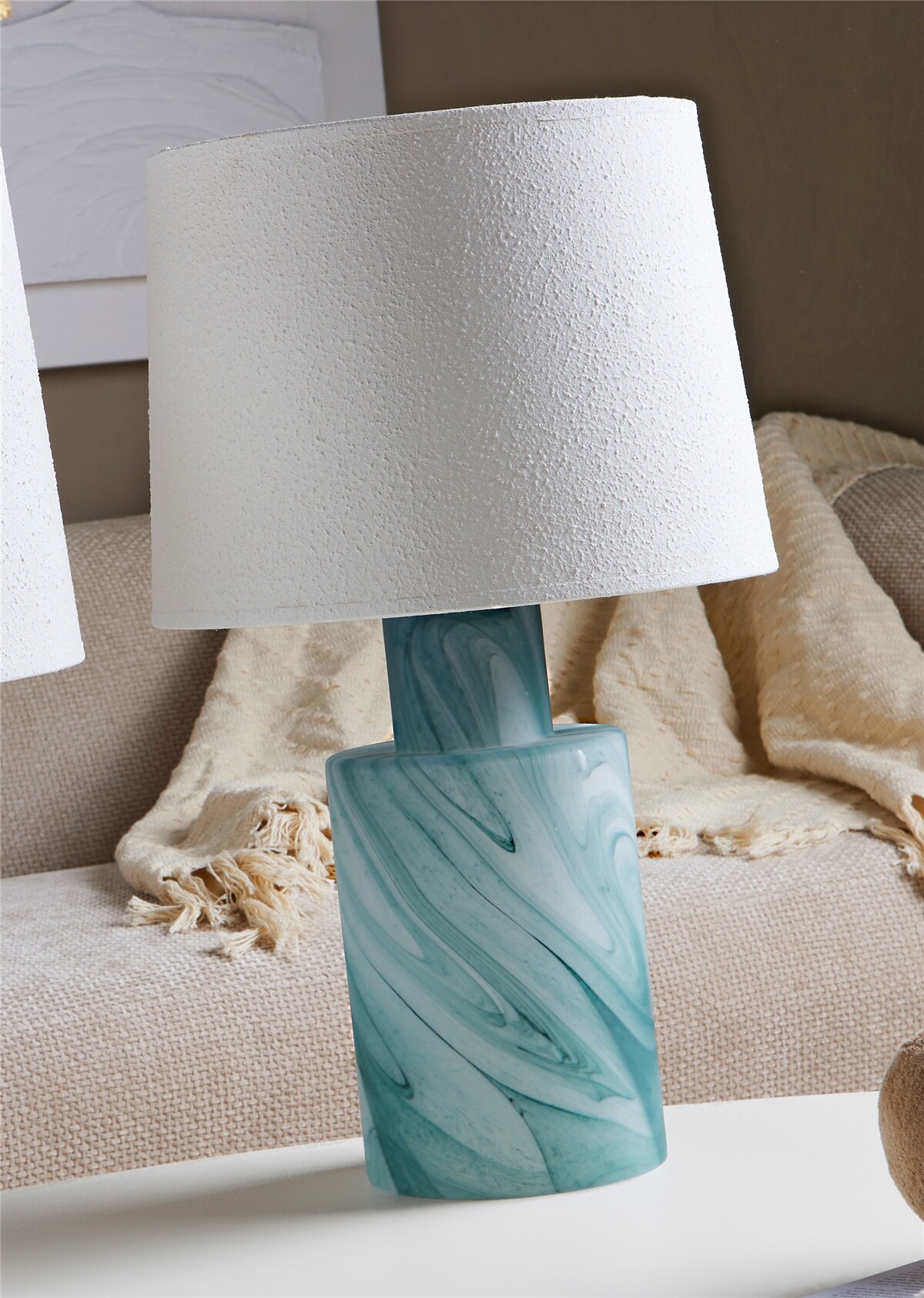 Lampara sobremesa urano aguas verdes p/estuco 50 cms. 30dx50 cms