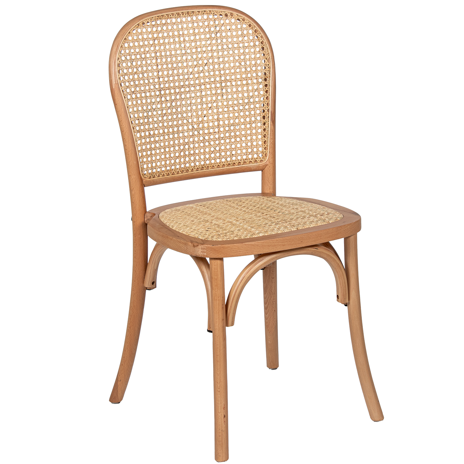Silla madera haya natural con asiento y espaldar de ratan
