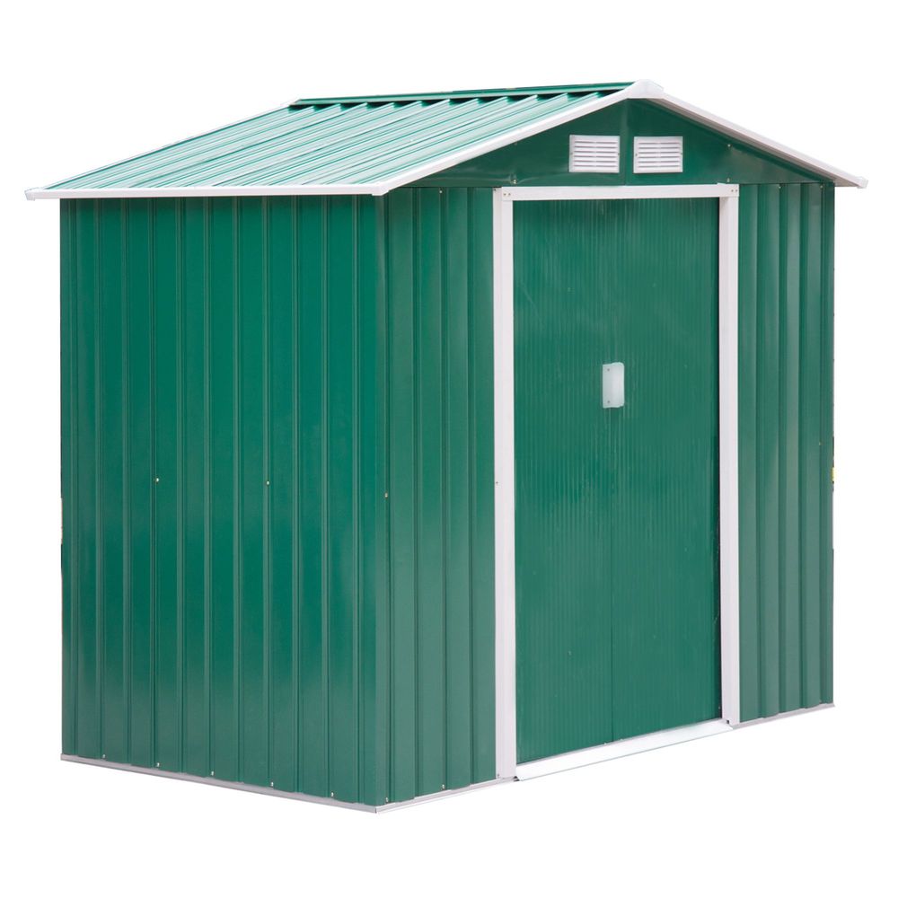 Caseta de jardín 213x130x185 cm acero galvanizado color verde Outsunny