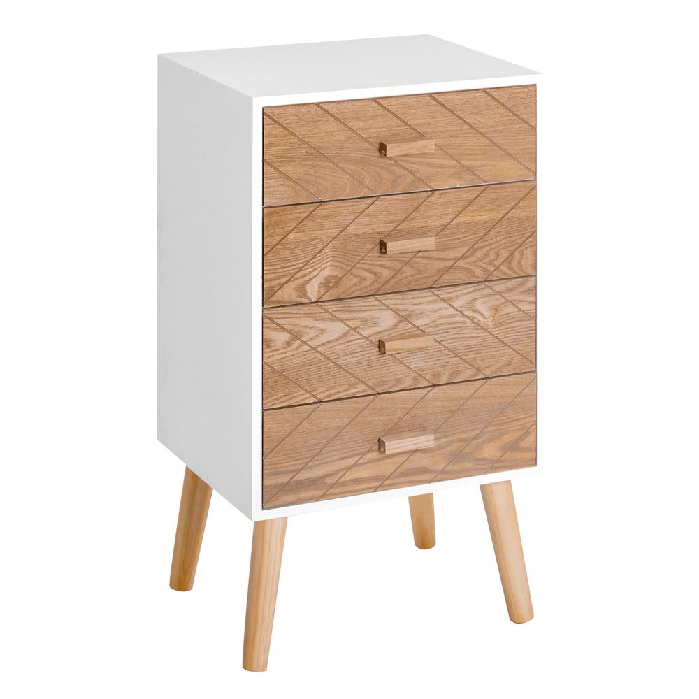 Mesita de noche 40x30x75cm mdf y madera maciza bicolor Homcom
