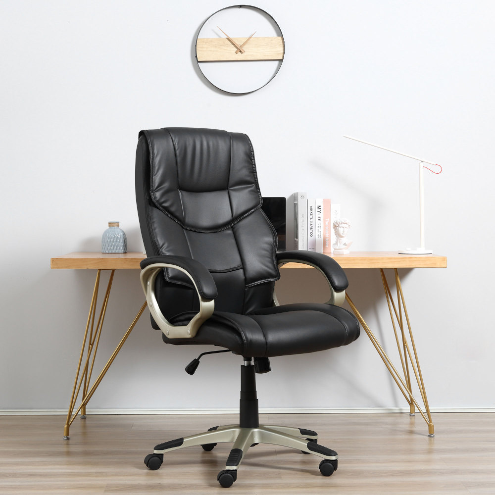 Silla de oficina metal negro giratoria altura ajustable función basculante
