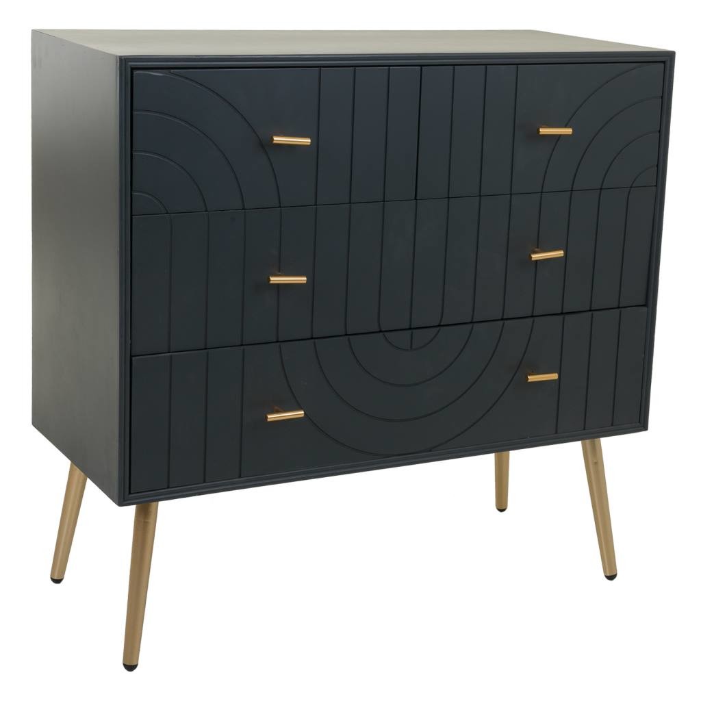 Cómoda de madera y metal gris oscuro 80x37x78