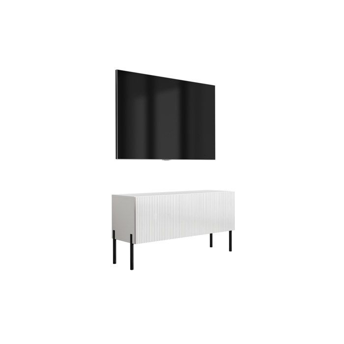 Mueble tv - frontal acanalado blanco mate - 100 x 32 x 52 cm
