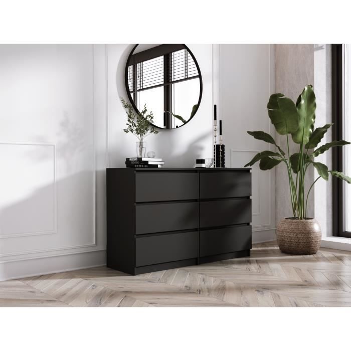 Cómoda 6 cajones - negro mate - 120 cm