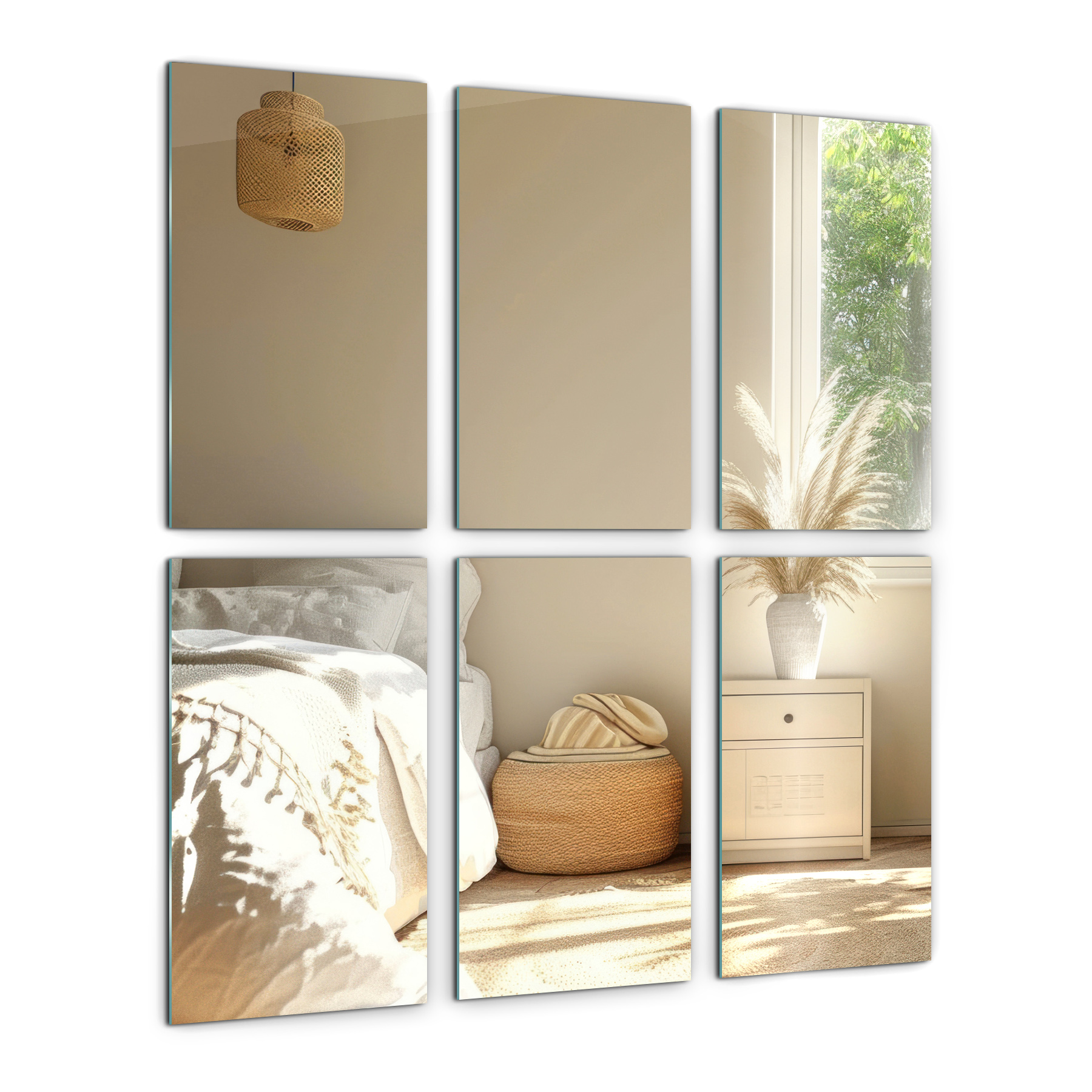 Baldosa de espejo rectangular minimalista canto pulido 30x20 cm