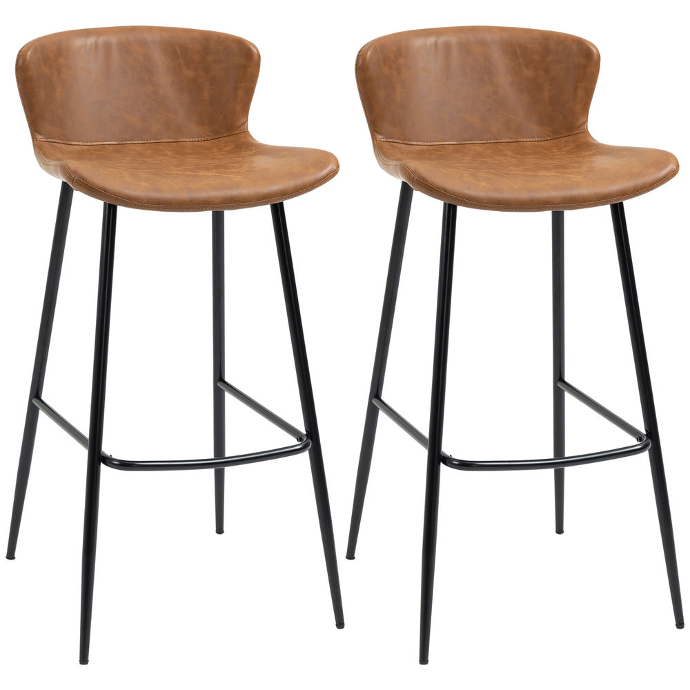 Taburetes de bar 45x49x94.6 cm acero, pu color marrón Homcom