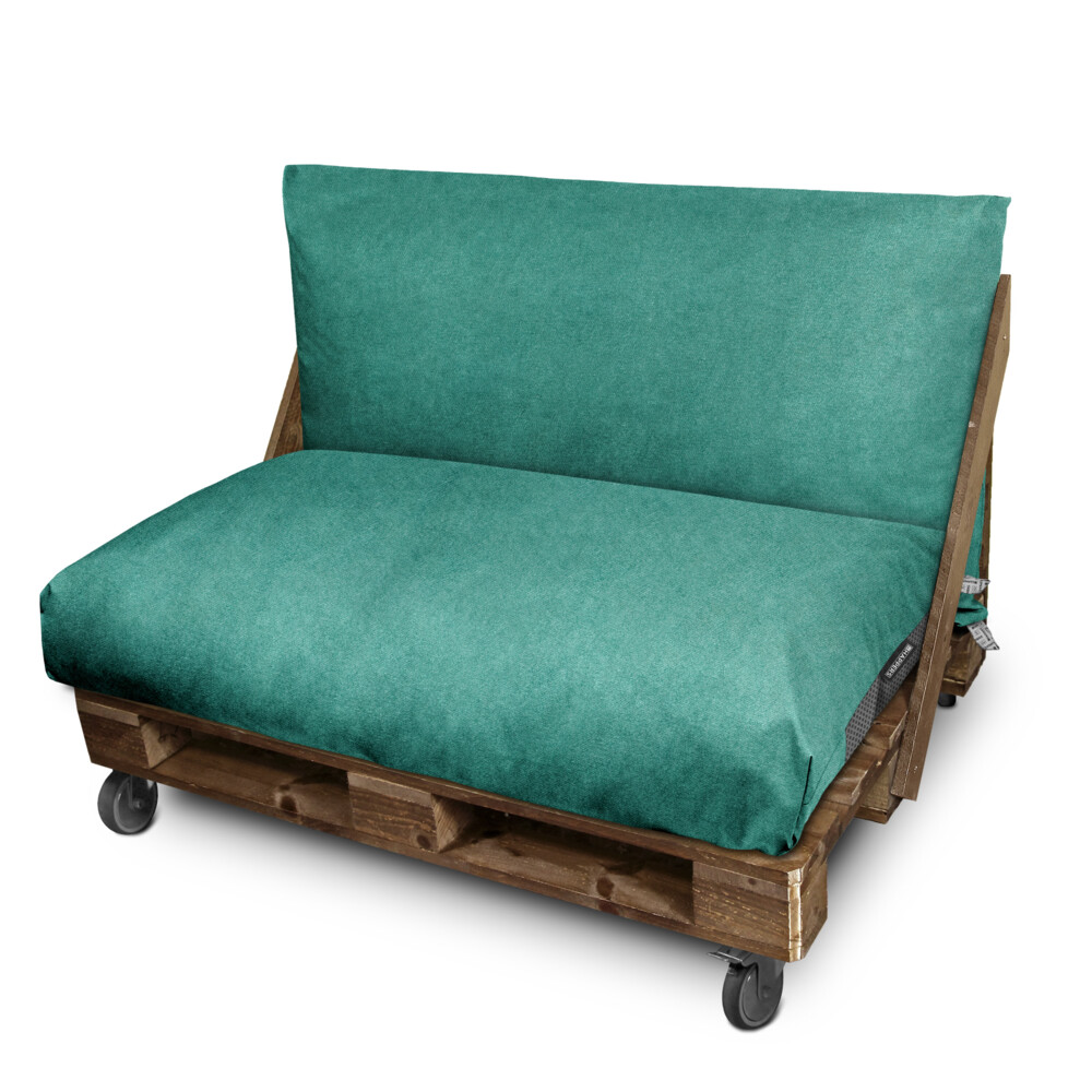 Cojín para palets polipiel exterior patagonia turquesa respaldo 120x45x25