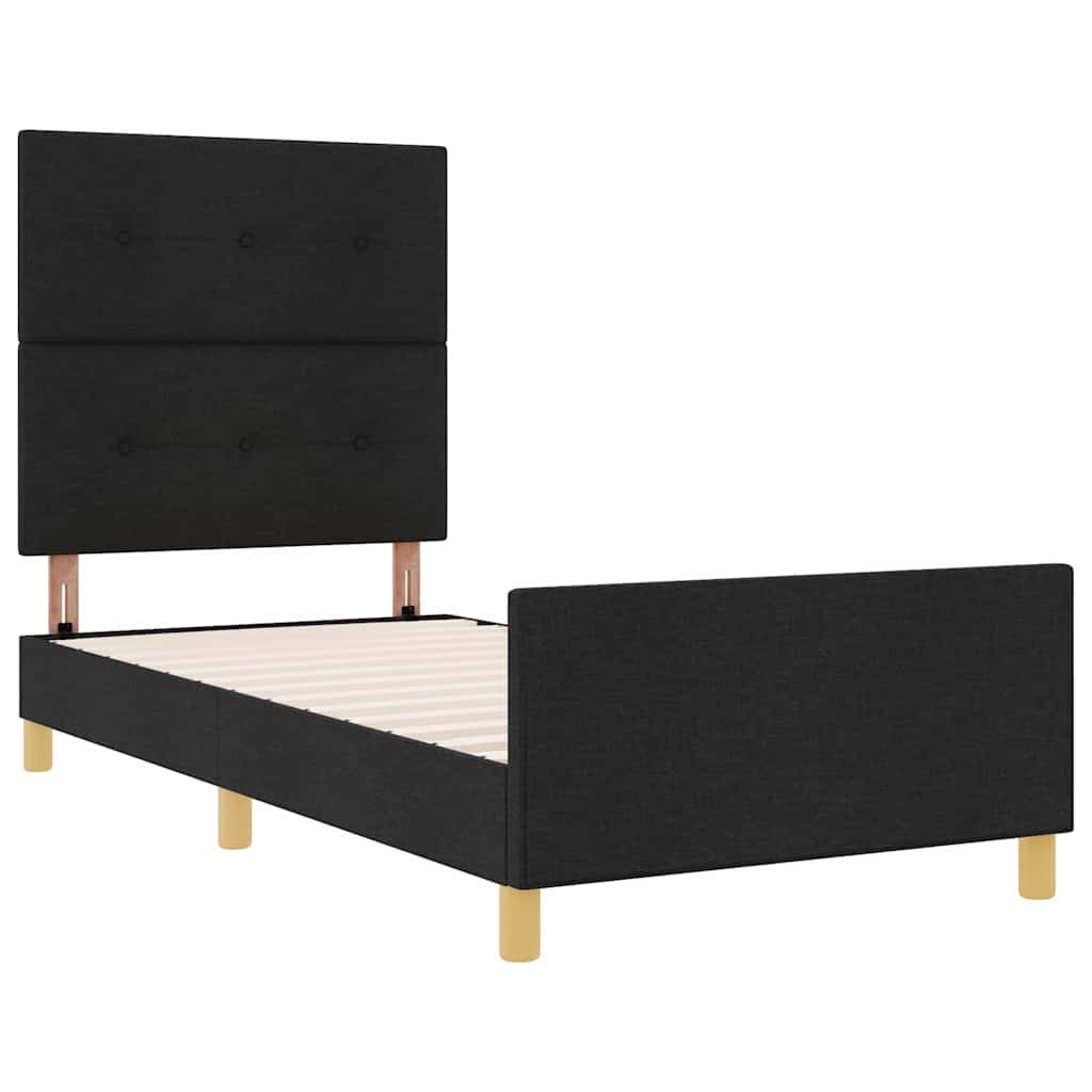 vidaXL estructura de cama con cabecera negro 90 x 190 cm tela