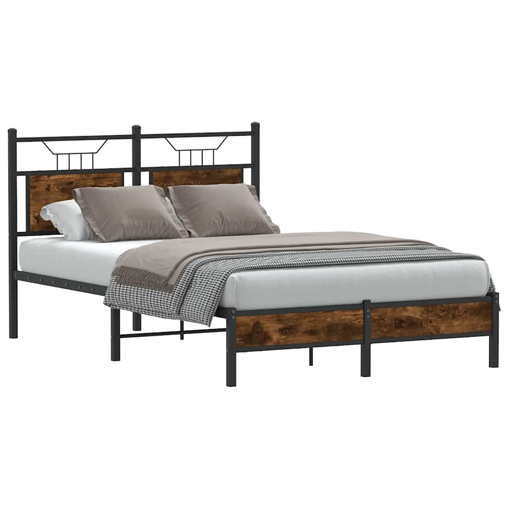 vidaXL estructura de cama sin colchón madera roble ahumado 120x190 cm