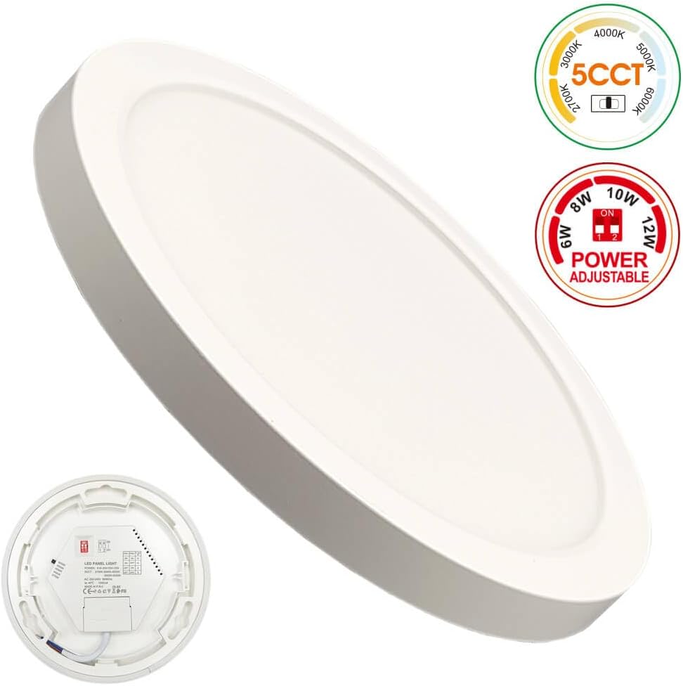 Plafon LED techo circular blanco 175mm, 12w, 1440lm, cct 2700k a 6000k