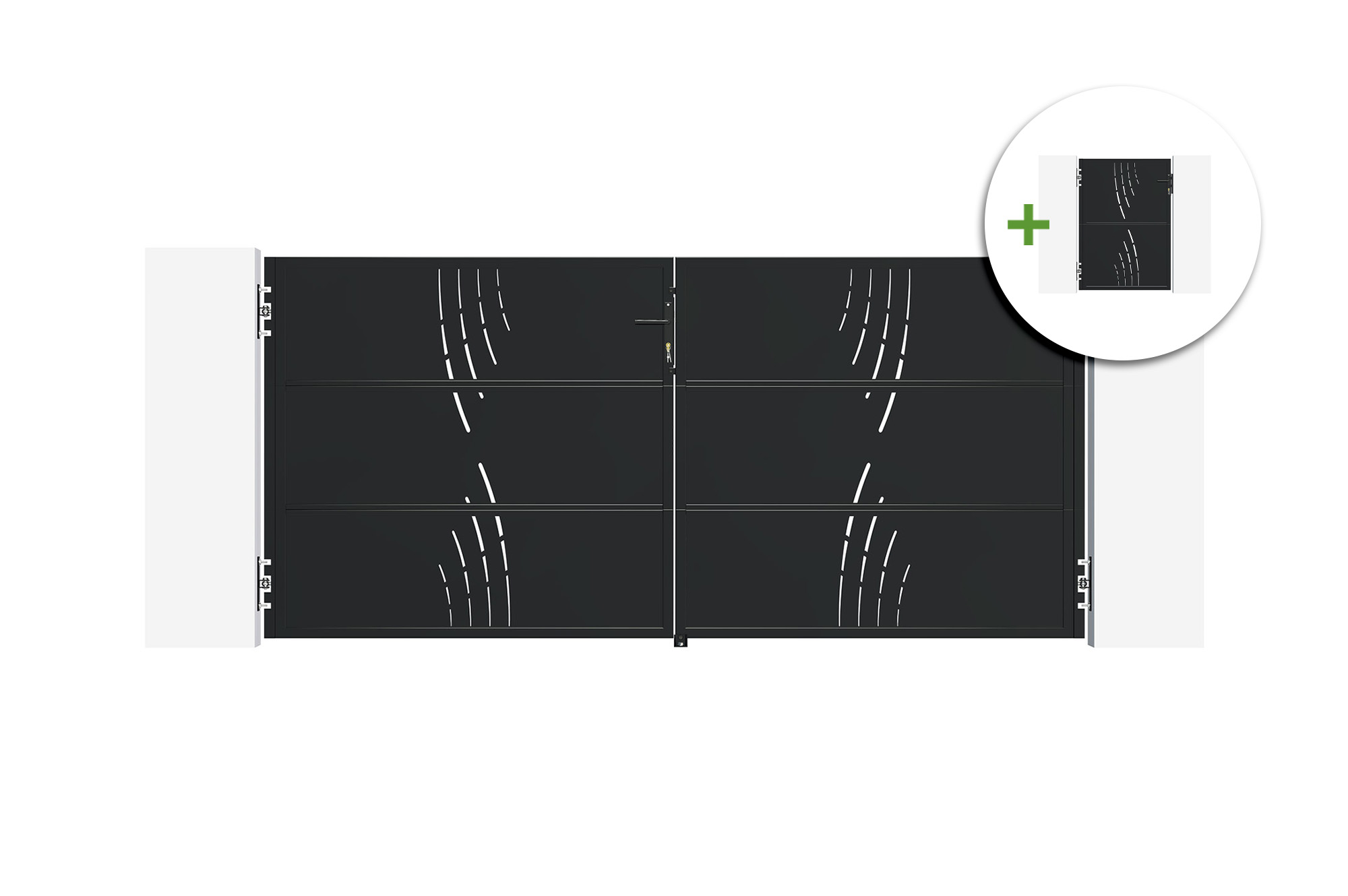 Puerta acero nali veleta 3m alt.140cm + puerta peatonal