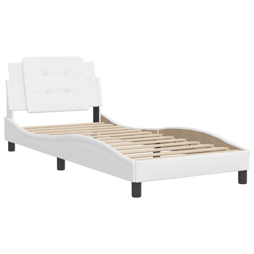 vidaXL estructura de cama sin colchón zadar cuero sintético blanco 80x200