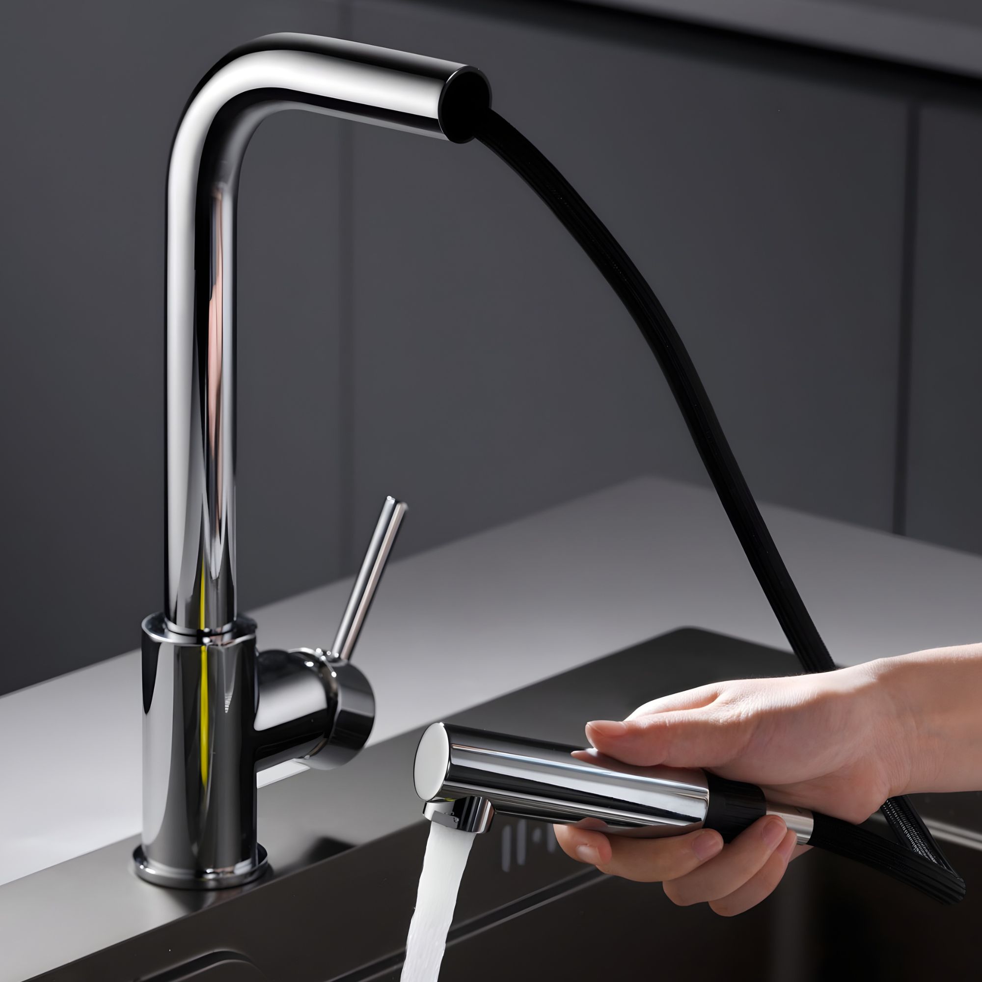 Imex - grifo monomando de cocina extraíble cromado serie malta