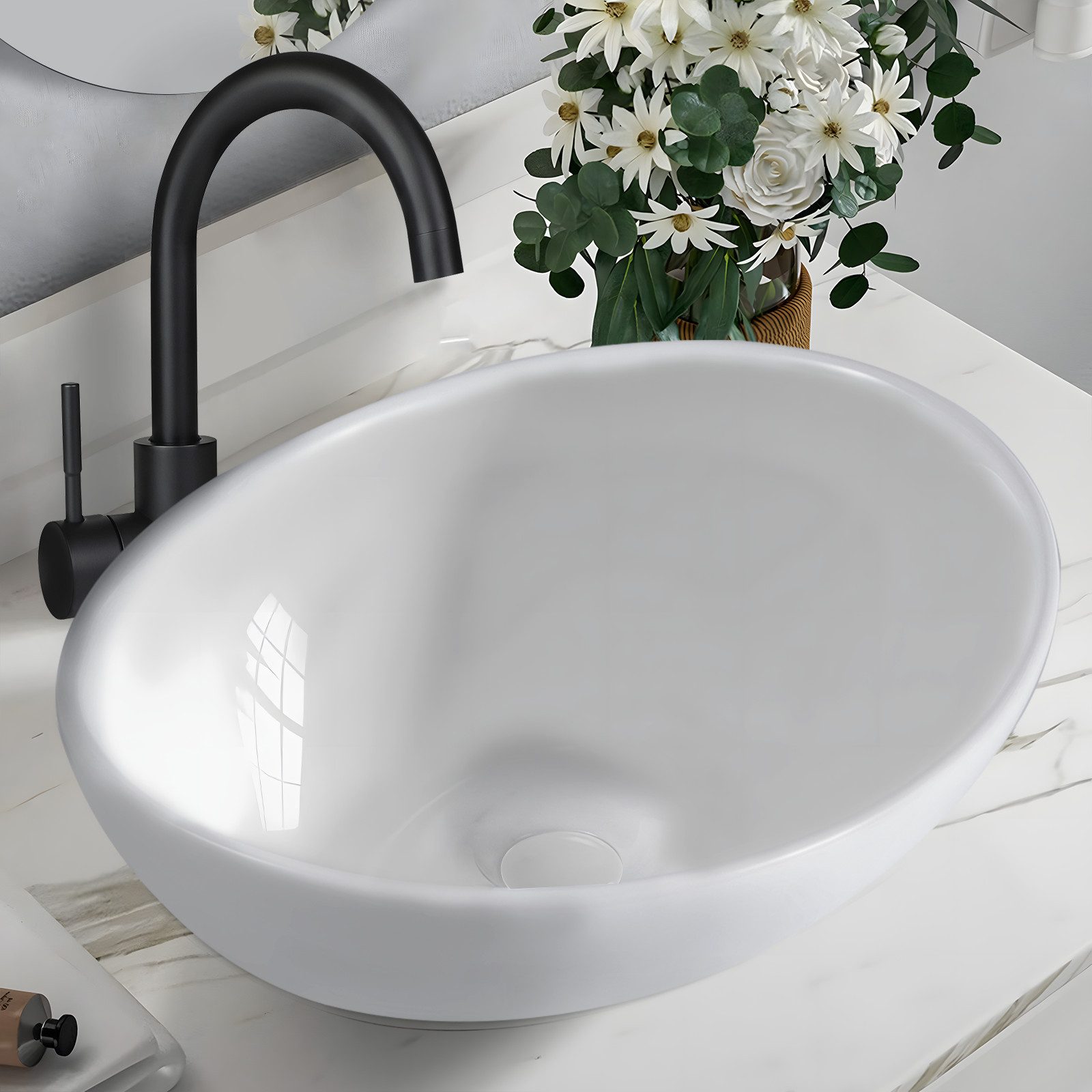 Nettlife lavabo cerámico blanco 41x33