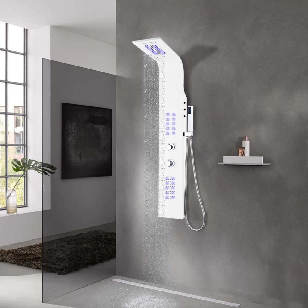 vidaXL columna panel de ducha aluminio blanco 20x44x130 cm