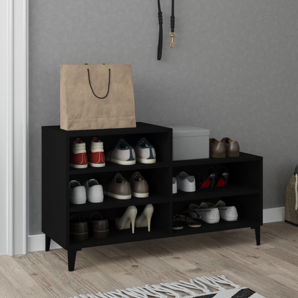 Mueble zapatero madera contrachapada negro 102x36x60 cm esxt9688