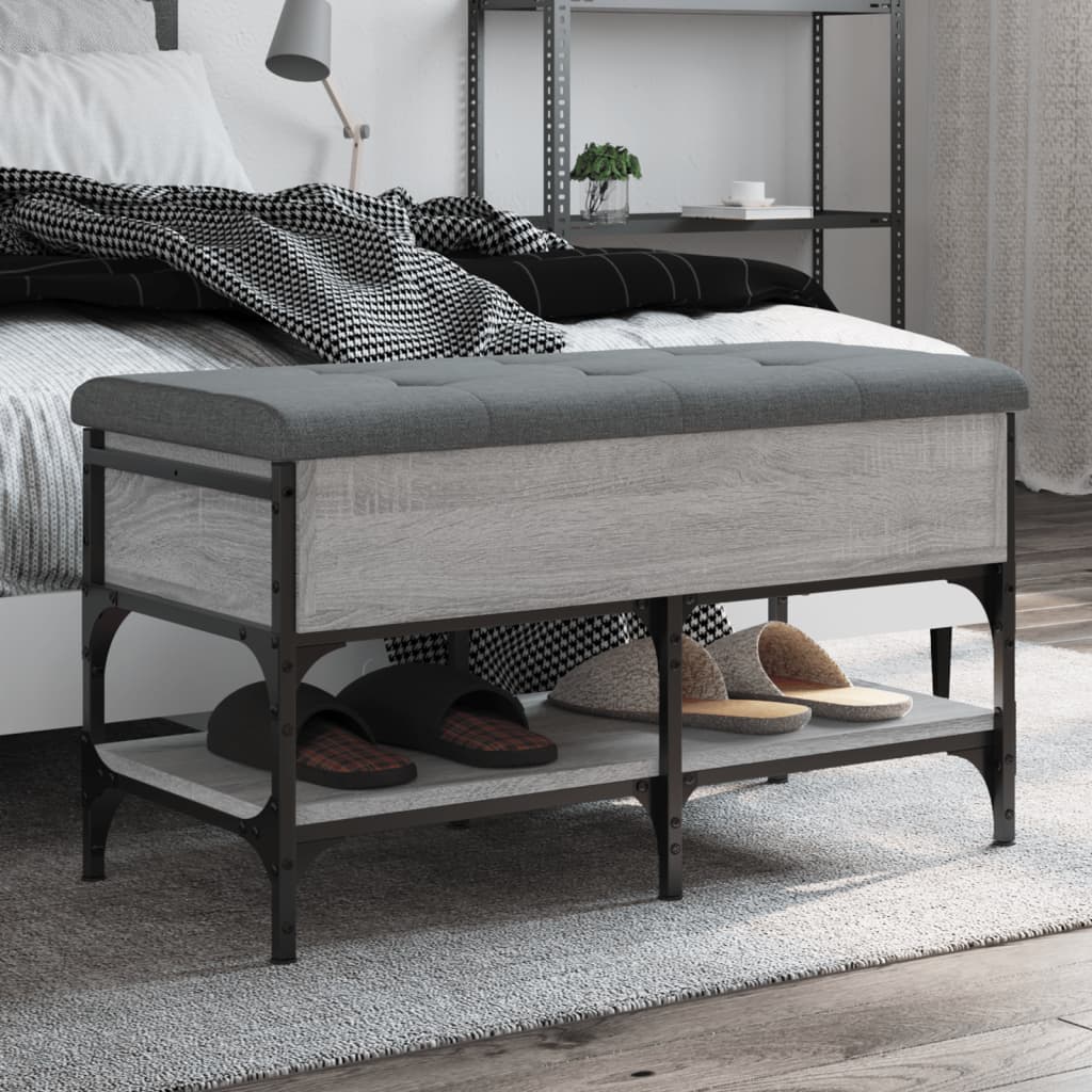 Banco zapatero madera de ingeniería gris sonoma 82x42x45 cm