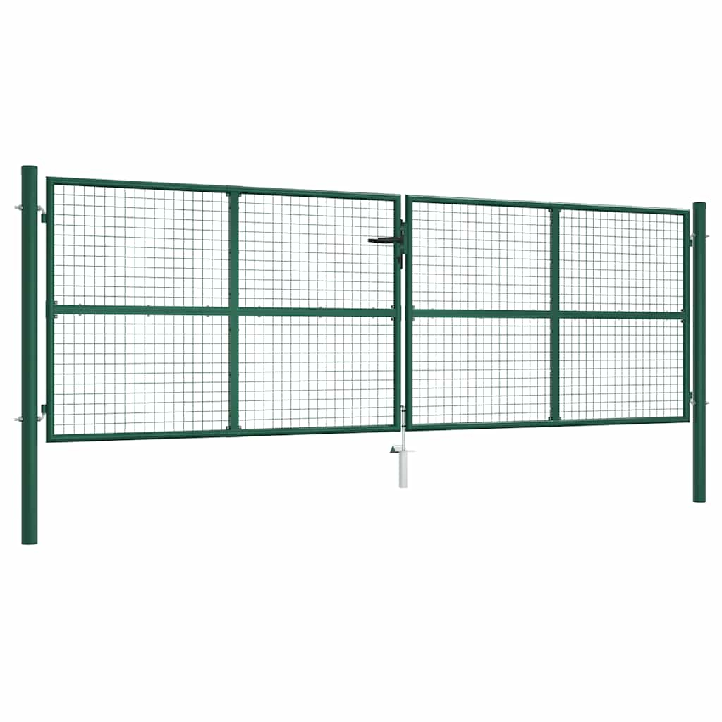 vidaXL puerta de jardín de malla de acero 400x125 cm verde