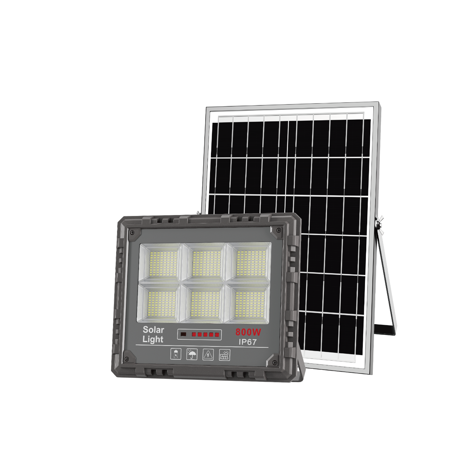 Lámpara solar con panel monocristalino, batería lifepo4, sostenible - 800w