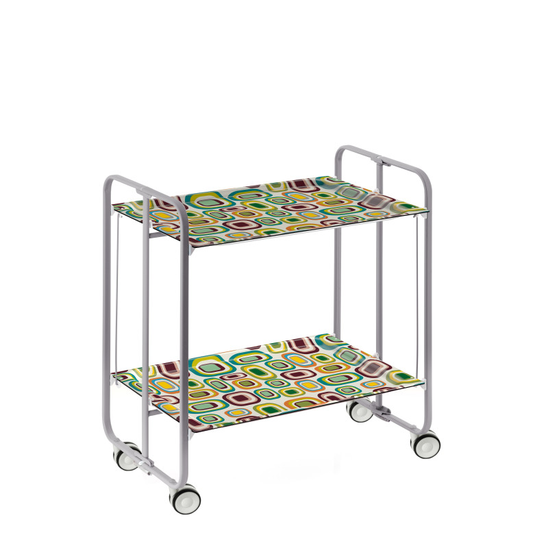 Carrito auxiliar con ruedas bauhaus armazón metálico gris, 2 bandejas