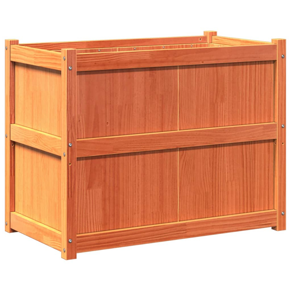 vidaXL jardinera exterior madera maciza pino marrón cera 90x50x70 cm