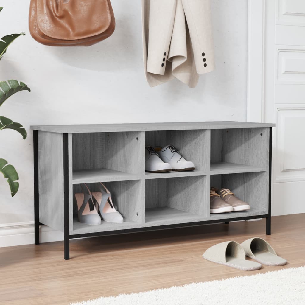 Mueble zapatero madera contrachapada gris sonoma 100x35x50 cm