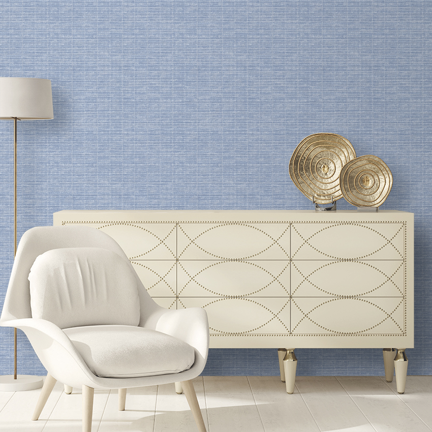 Papel pintado tnt textura cosido ondulante azul