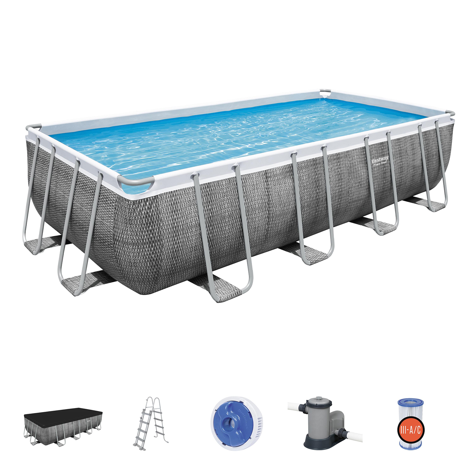 Piscina desmontable tubular Bestway power steel ratán 549x274x122 cm con de