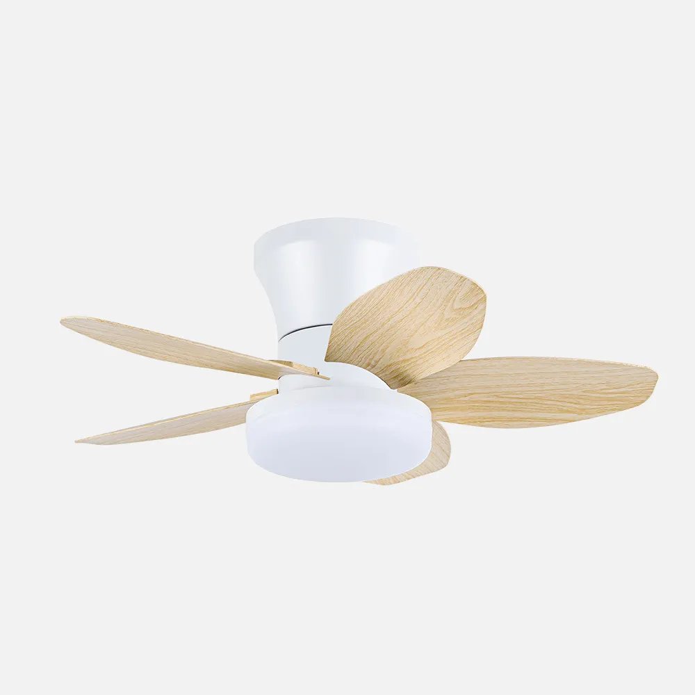 Ventilador dc haran 15w 1800lm blanco/haya 5aspas 62d 3000k4200k6500kk regu
