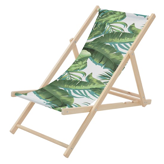 Silla de playa de madera con respaldo ajustable, diseño tropical