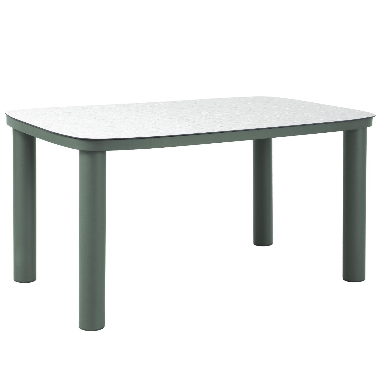 Oviala - mesa de jardín con estructura aluminio 6 personas 150x90 cm verde
