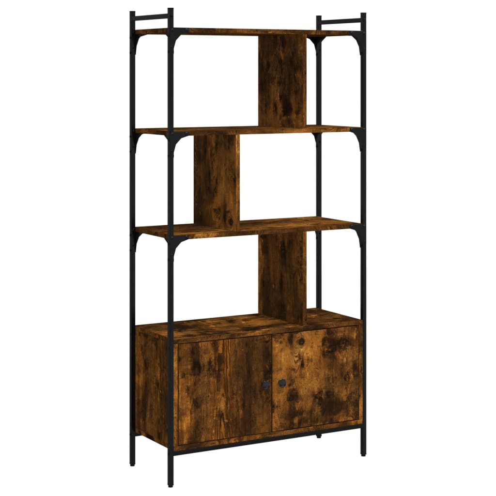vidaXL estantería con puertas madera roble ahumado 76,5x30x154,5 cm