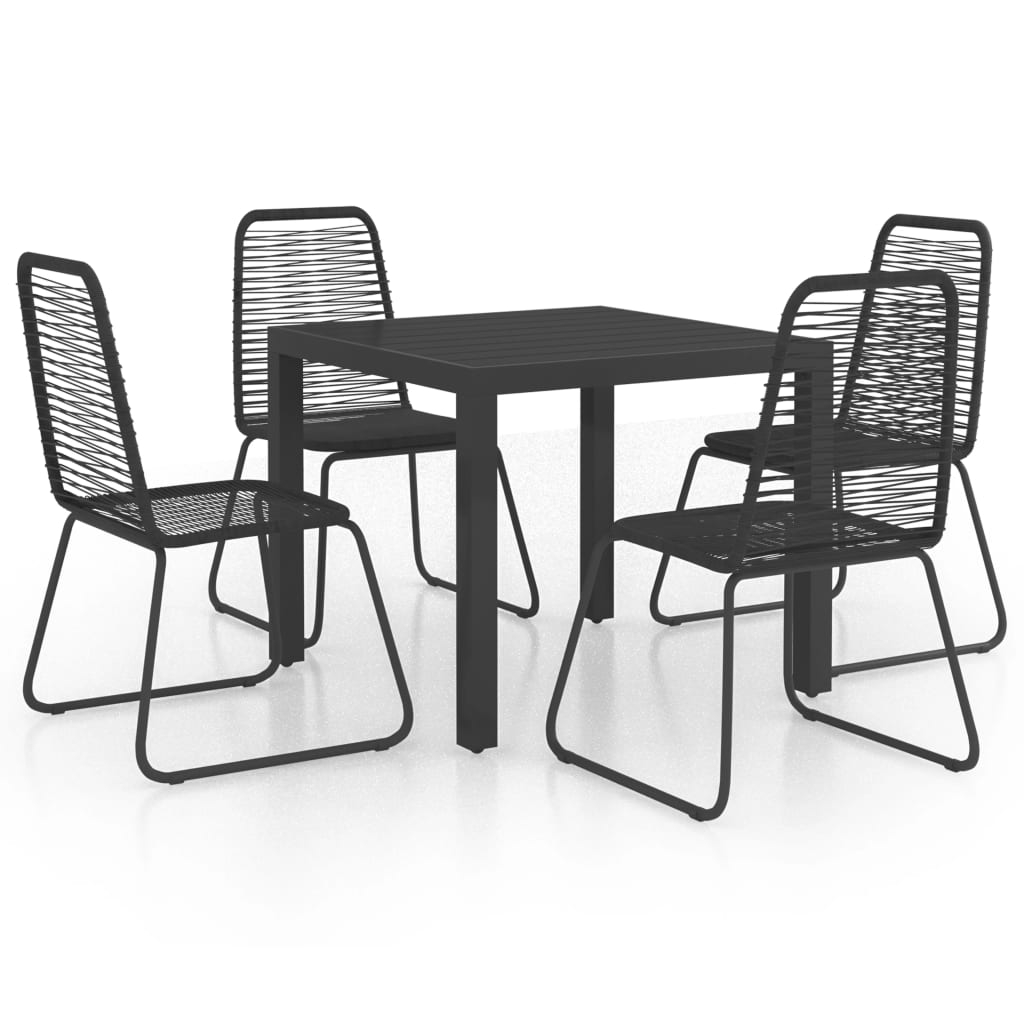 vidaXL set de comedor de jardín de 5 piezas PVC ratán negro