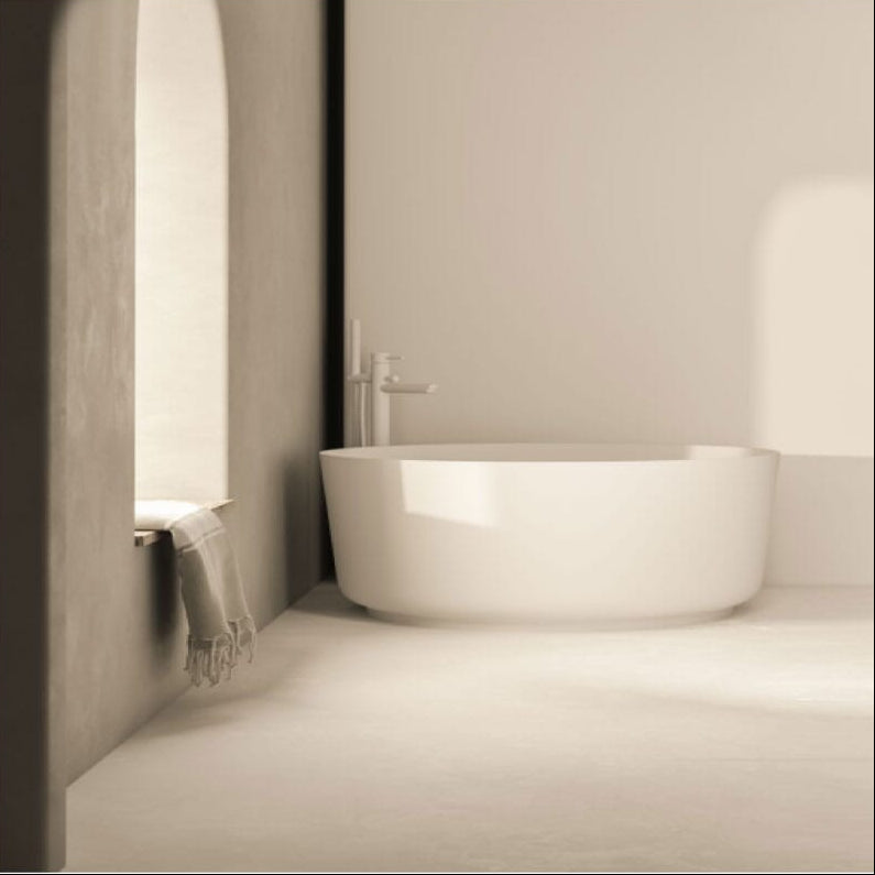 Bañera exenta redonda solid surface moderna serava 110 cm