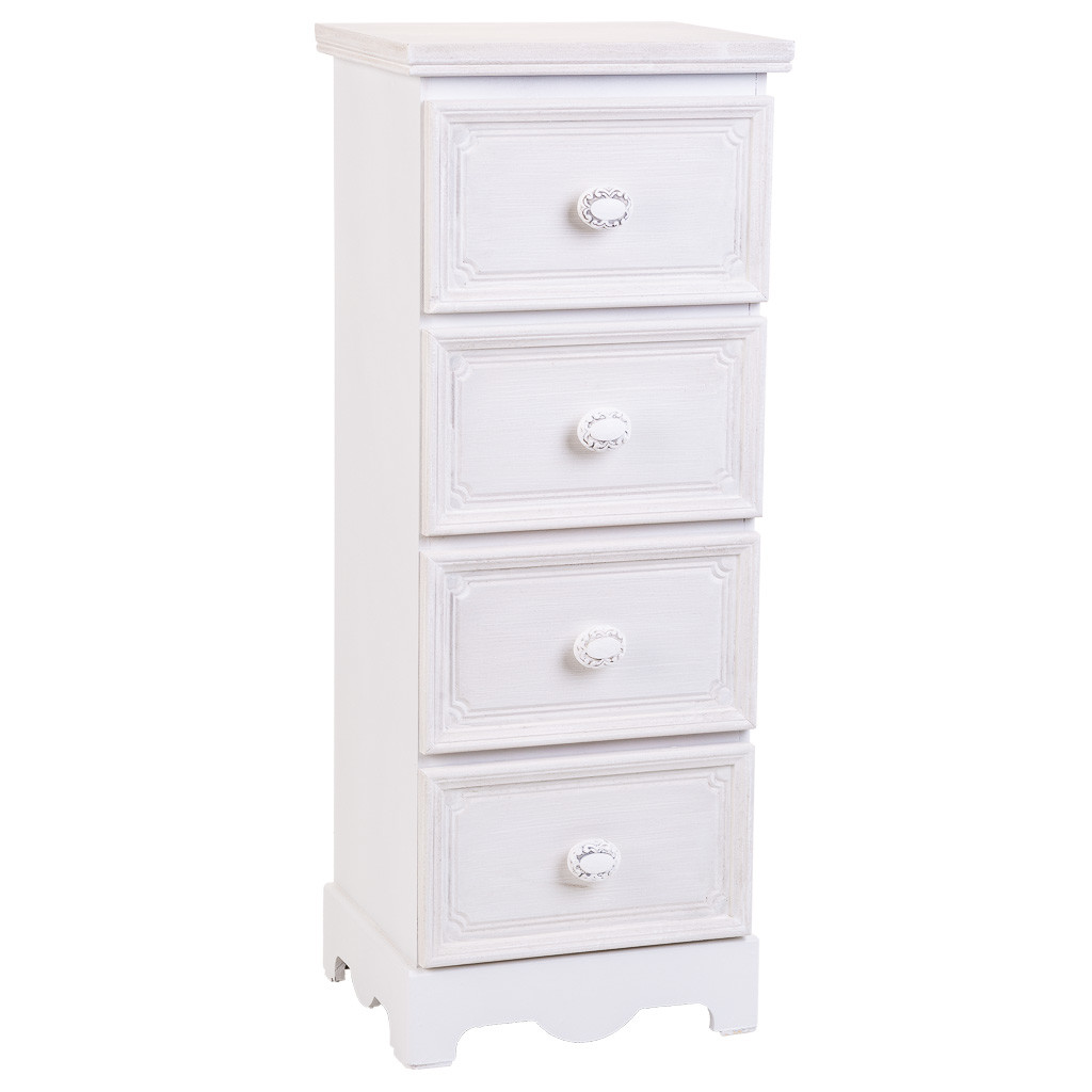 Cajonera de madera 4 cajones blanco 31x26x80h cm