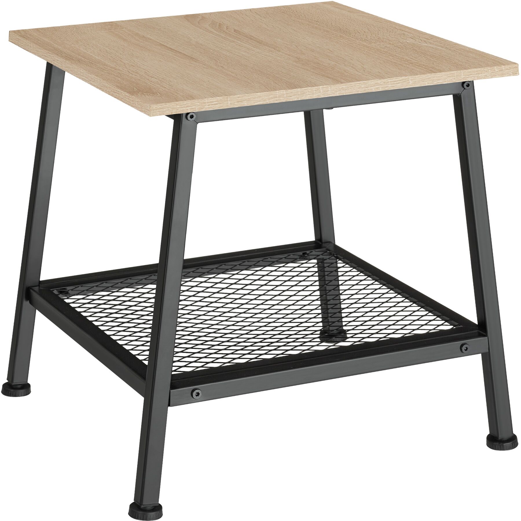 Mesa auxiliar 45,5x45x47cm, madera industrial clara, roble sonoma