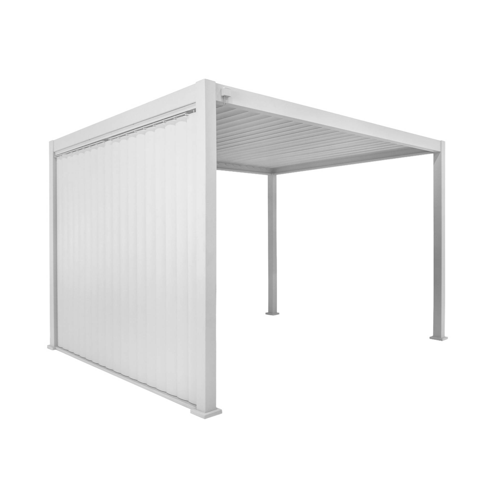 Pérgola bioclimática 3x4m de aluminio + 1 panel vertical de 3m, triomphe