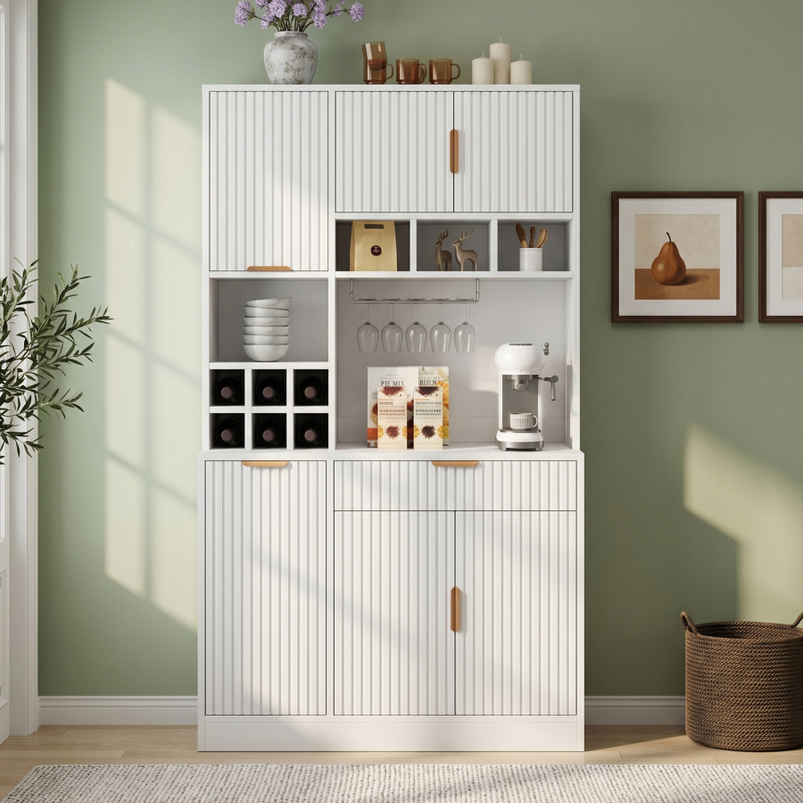 Aparador alto para cocina comedor blanco 175x100x40cm