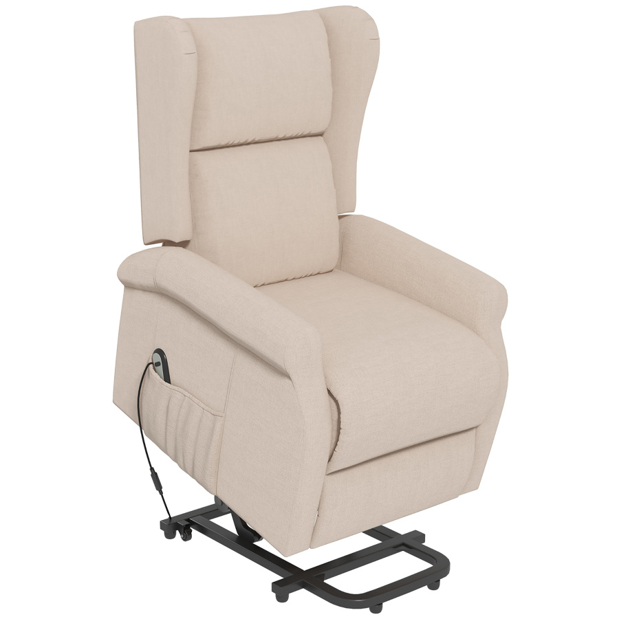 Sillón reclinable eléctrico blanco crema con ayuda para levantarse 1 plaza