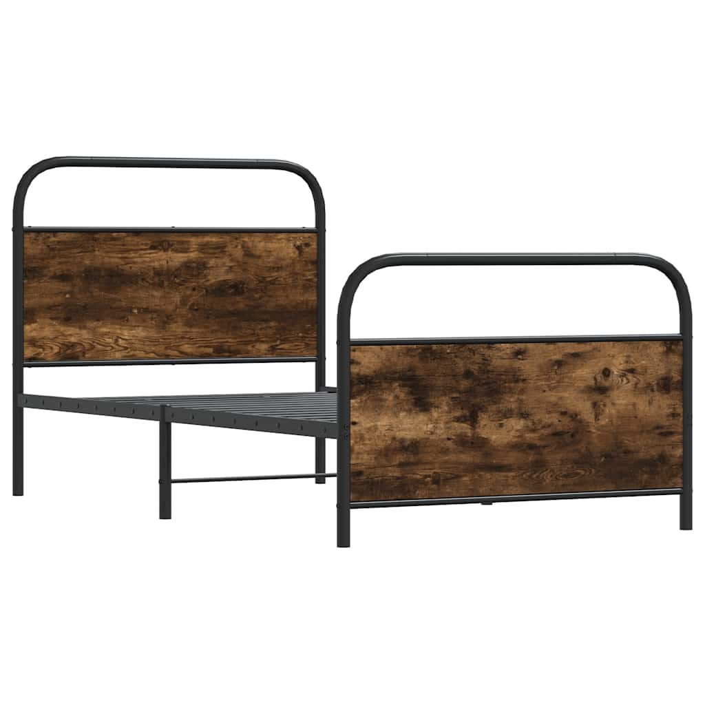 vidaXL estructura de cama sin colchón 90x200 cm madera roble ahumado