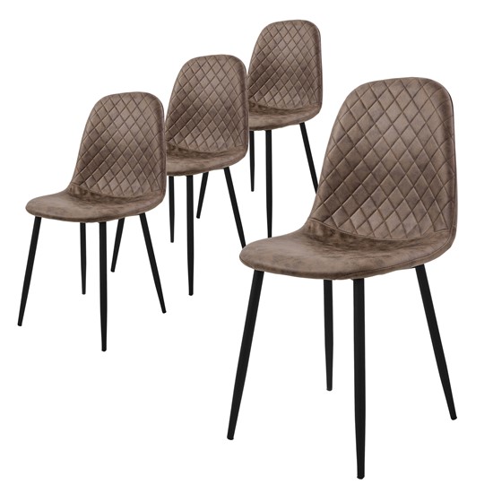 Set 4x sillas de comedor de piel sintética marrón asiento ergonómico
