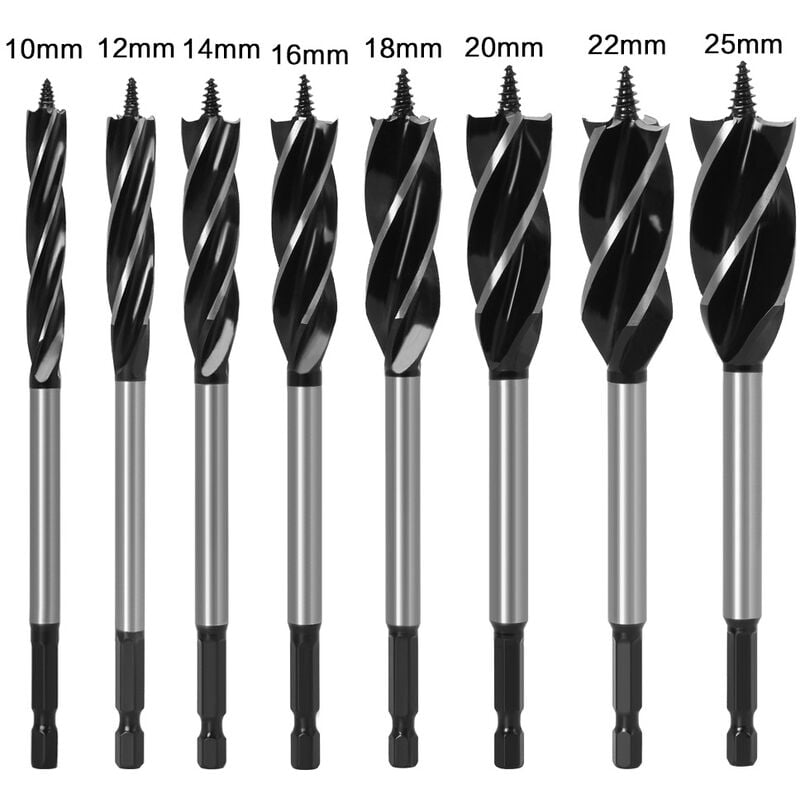 Pack 8 brocas helicoidales 1/4" madera hormigón carpintería
