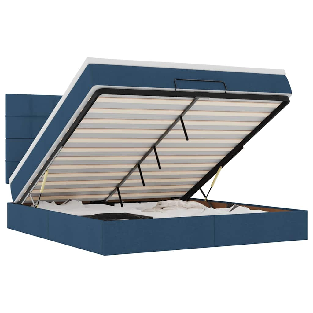 vidaXL estructura de cama otomana con colchón tela azul 160x200 cm